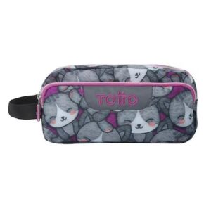Estuche Agapec - Kitten Rose, 3 compartimentos