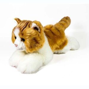 Peluche Gato Marrón y Blanco Tumbado 25cm.