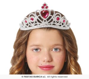 Diadema plata corazon rojo infantil