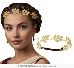 Corona laurel dorada metalica