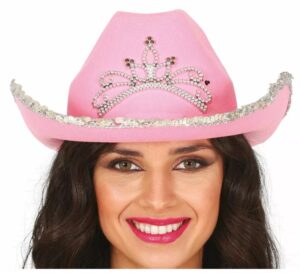 SOMBRERO COWBOY FIELTRO ROSA, ADULTA