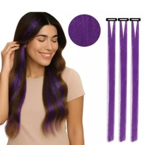 3 MECHONES 50 CMS BRILLANTE PURPURA