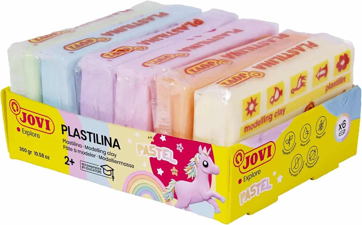 PLASTILINA Bandeja 6 pastillas 50 g colores surtidos PASTEL