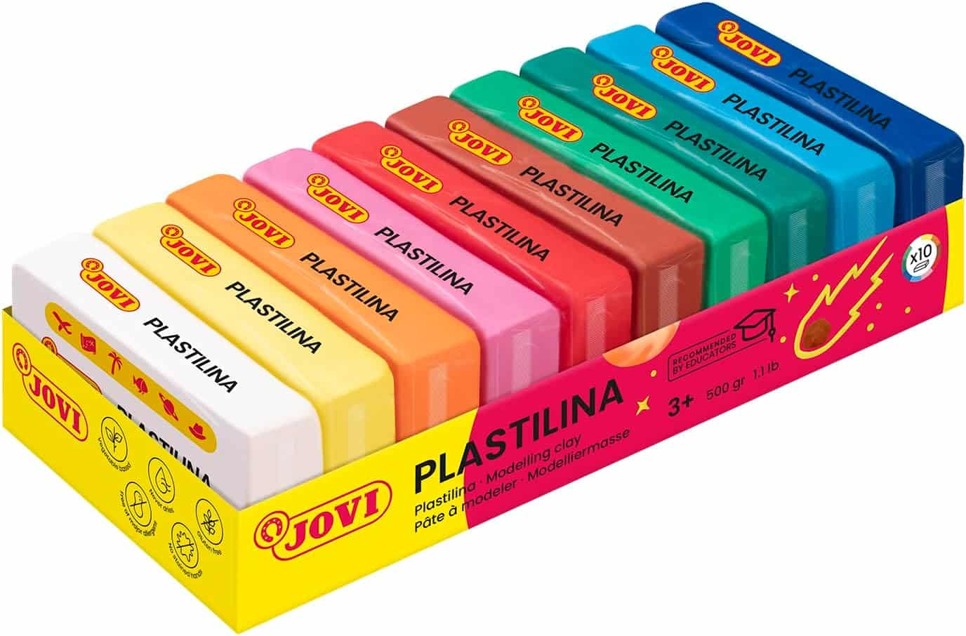 PLASTILINA Bandeja 10 pastillas 50 g colores surtidos