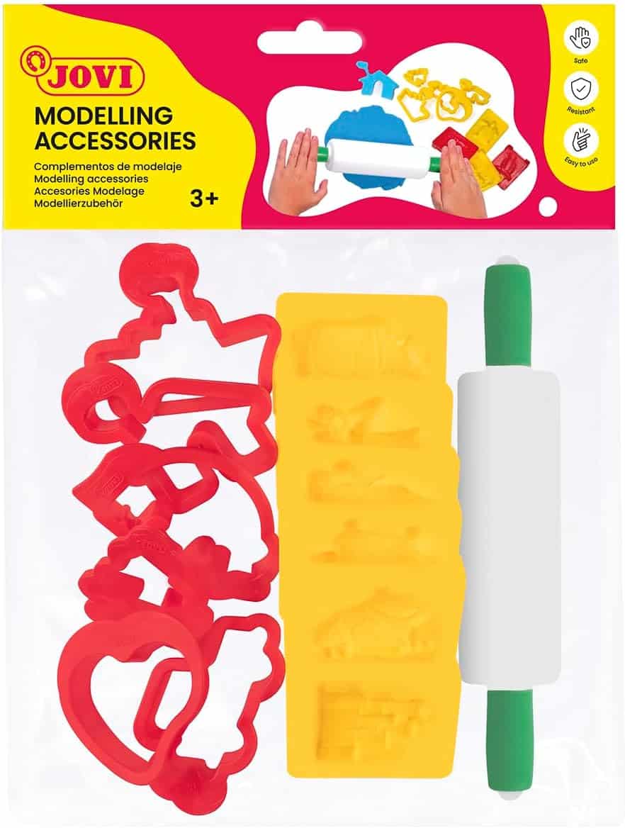MODELLING ACCESSORIES Set con 12 moldes + 1 rodillo