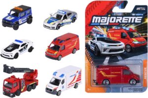 Vehículo de Emergencia Majorette Premium 1:64 de Metal – Policía, Ambulancia y Bomberos 7,5 cm