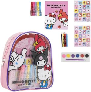 Set Coloreable Mochila Hello Kitty