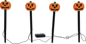 4 FAROLES CALABAZAS CON LUZ PARA JARDIN 33 CMS