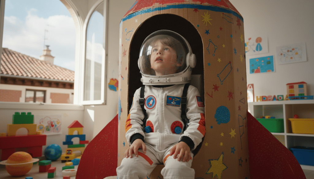 Niño disfrazado de astronauta