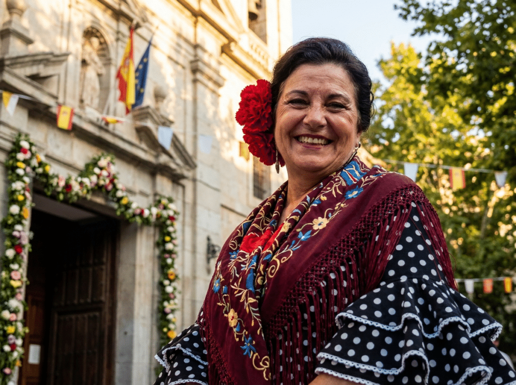 mujer vestida de chulapa en la fiesta de chulapa